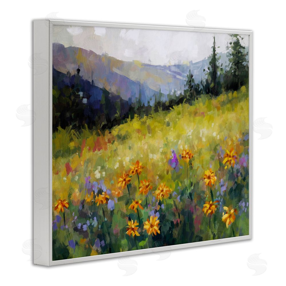 Ziwei Li Flower Meadow Painting White Framed Giclee Wall Art Print