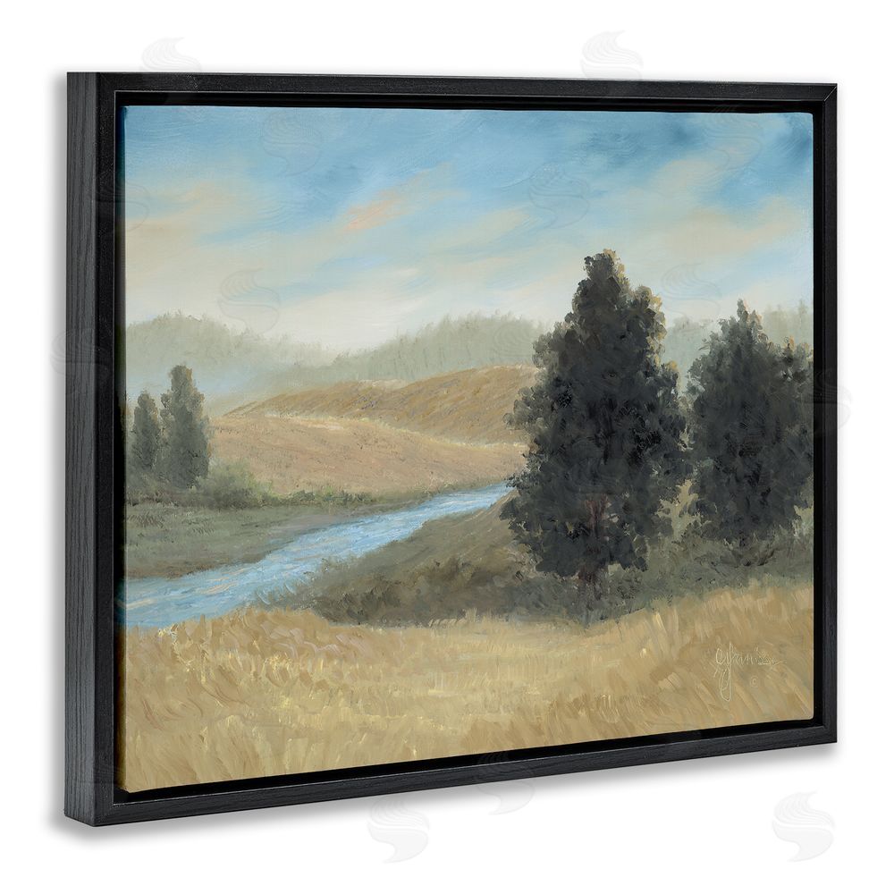 Georgia Janisse Rural Creek Landscape Black Floating Frame Canvas Wall Art Print