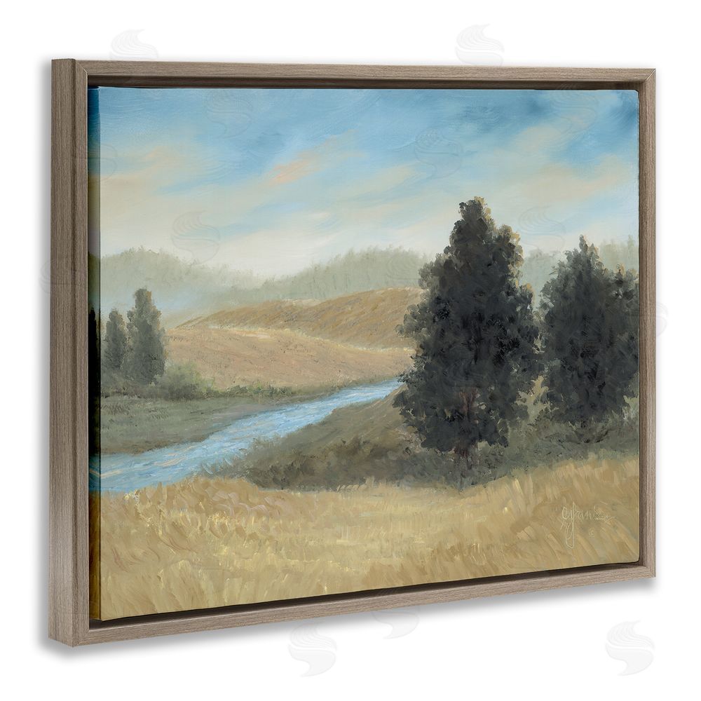 Georgia Janisse Rural Creek Landscape Brown Floating Frame Canvas Wall Art Print
