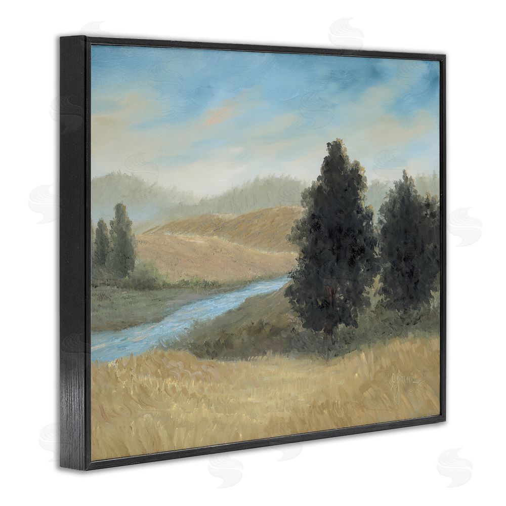Georgia Janisse Rural Creek Landscape Black Framed Giclee Wall Art Print