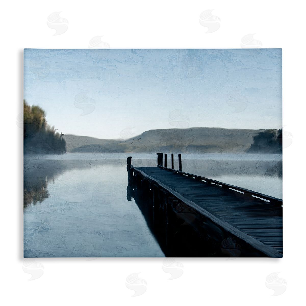 Kim Allen Distant Lake Dock Stretched Canvas Wall Art Print