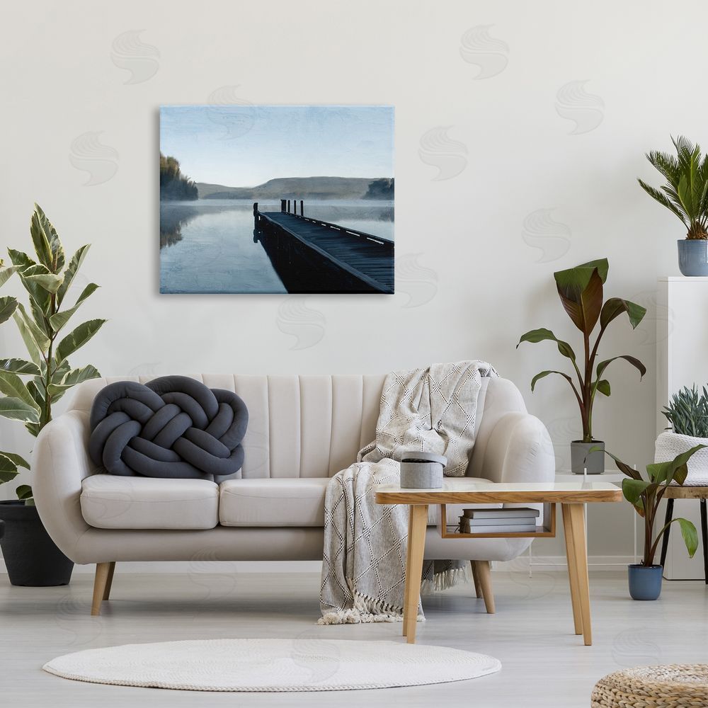 Kim Allen Distant Lake Dock Canvas Wall Art Print in Room