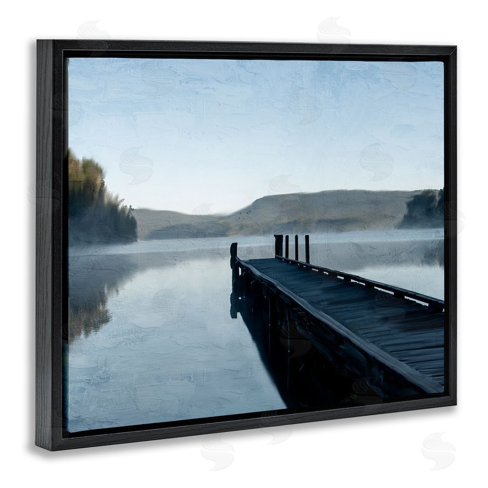 Kim Allen Distant Lake Dock Black Floating Frame Canvas Wall Art Print