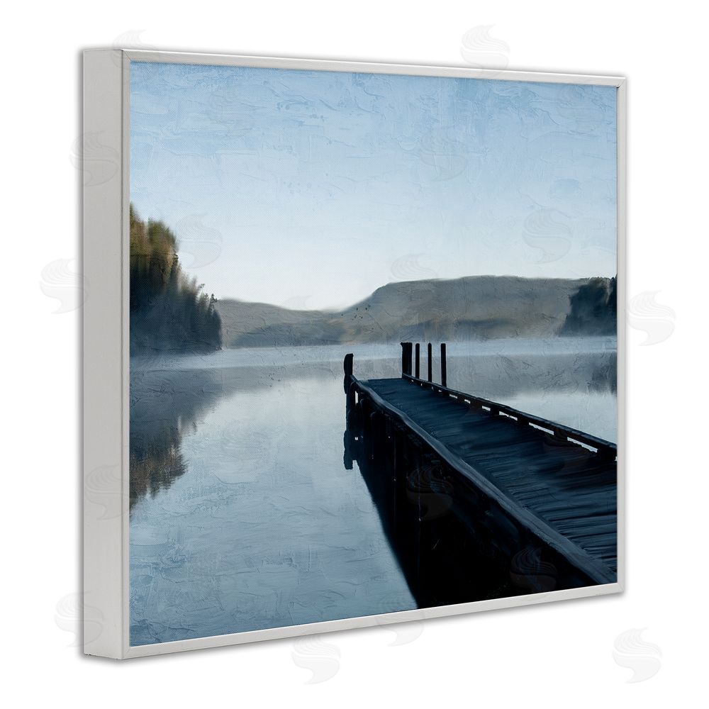 Kim Allen Distant Lake Dock White Framed Giclee Wall Art Print