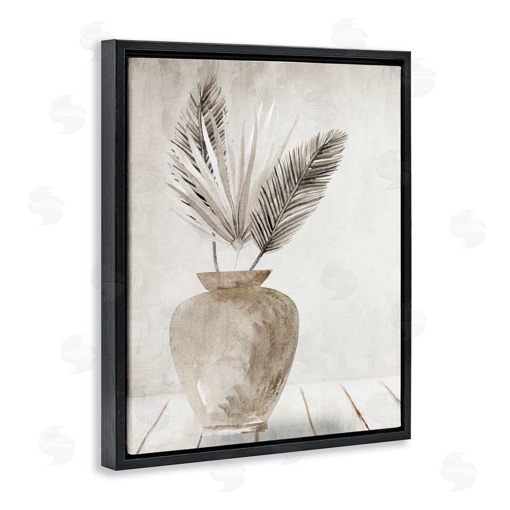 Kim Allen Rustic Botanical Fronds Black Floating Frame Canvas Wall Art Print