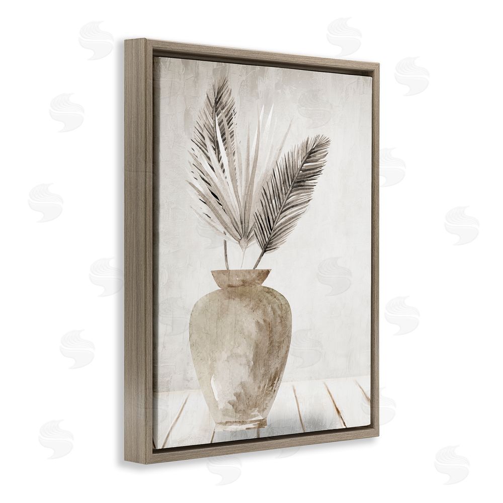 Kim Allen Rustic Botanical Fronds Brown Floating Frame Canvas Wall Art Print