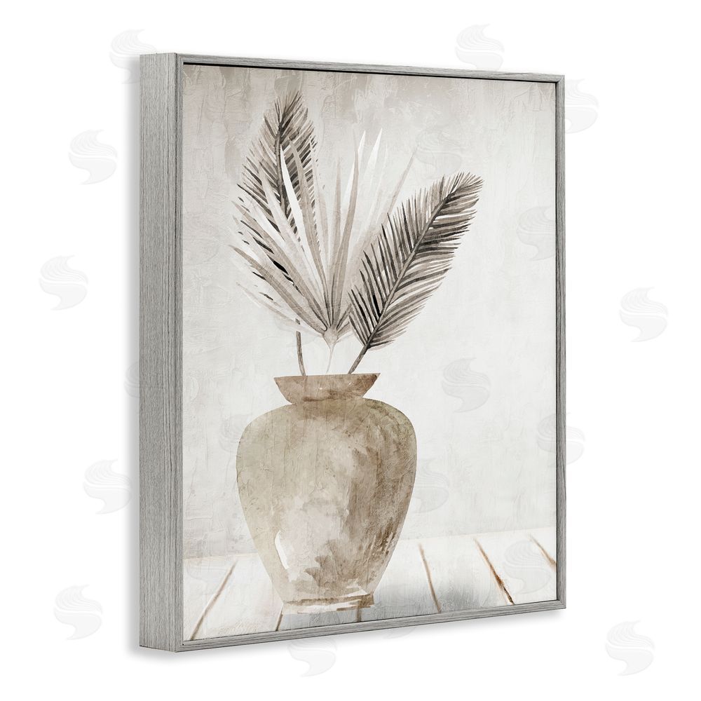 Kim Allen Rustic Botanical Fronds Gray Framed Giclee Wall Art Print