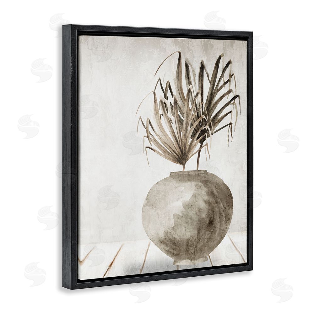 Kim Allen Neutral Palms Still Life Black Floating Frame Canvas Wall Art Print