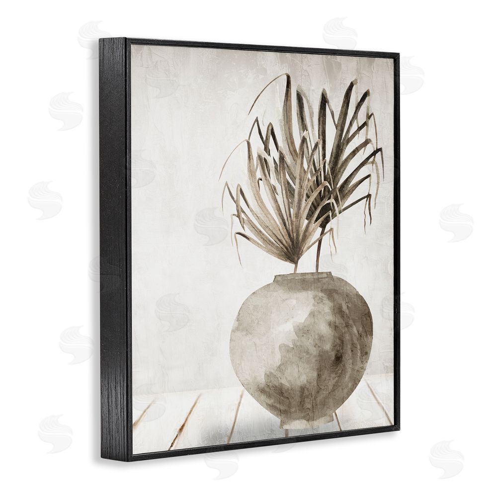 Kim Allen Neutral Palms Still Life Black Framed Giclee Wall Art Print