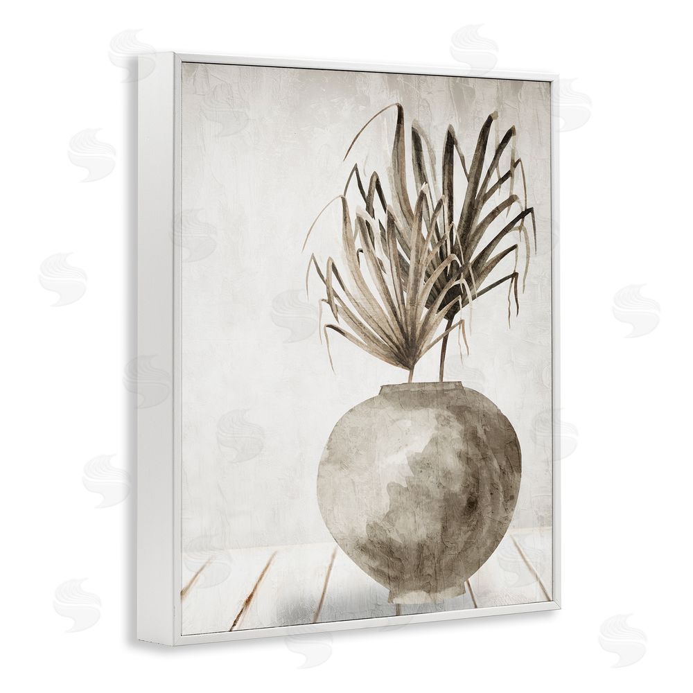 Kim Allen Neutral Palms Still Life White Framed Giclee Wall Art Print