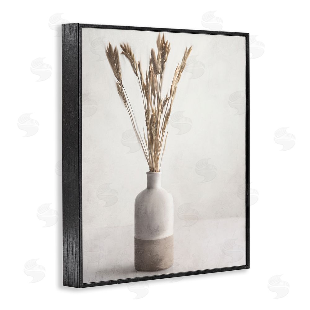 Kim Allen Neutral Wheat Sprigs Black Framed Giclee Wall Art Print