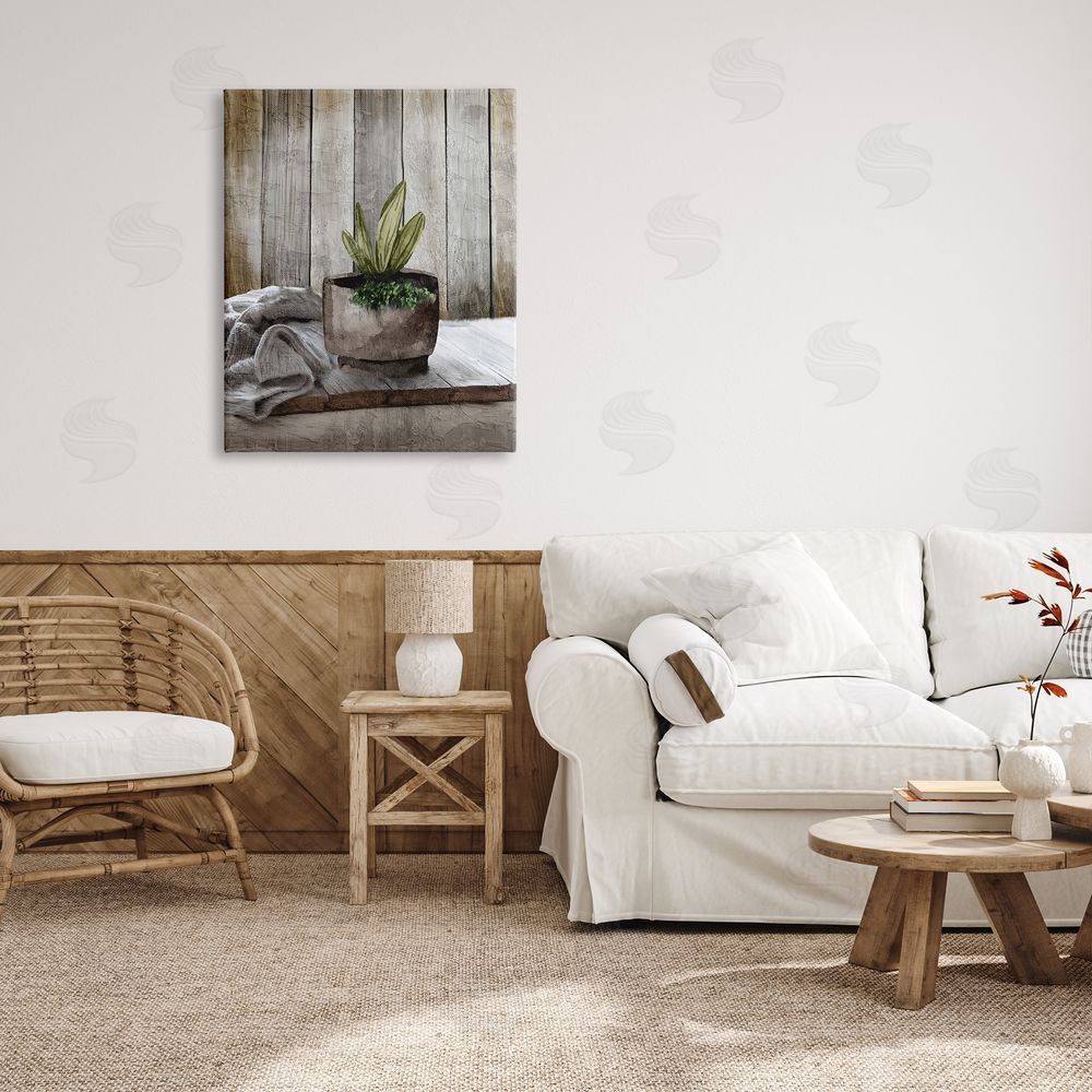 Kim Allen Potted Plant Still Life Canvas Wall Art Print in Room
