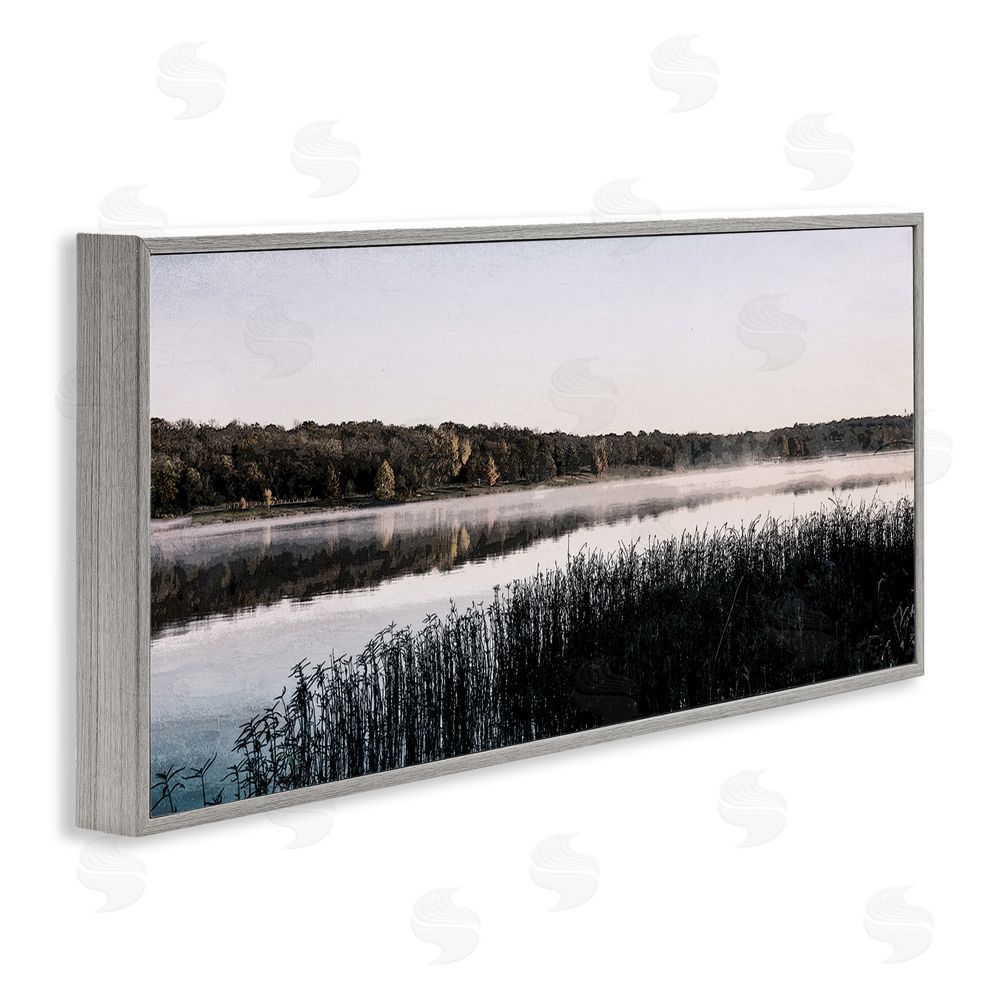Kim Allen Waterfront Reeds Landscape Gray Framed Giclee Wall Art Print