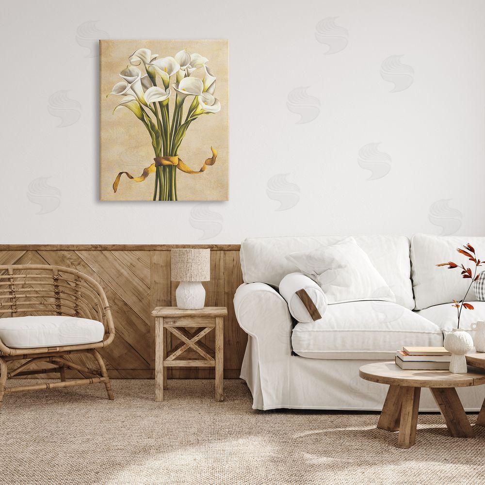 Lisa Corradini Vintage Calla Lilies Canvas Wall Art Print in Room