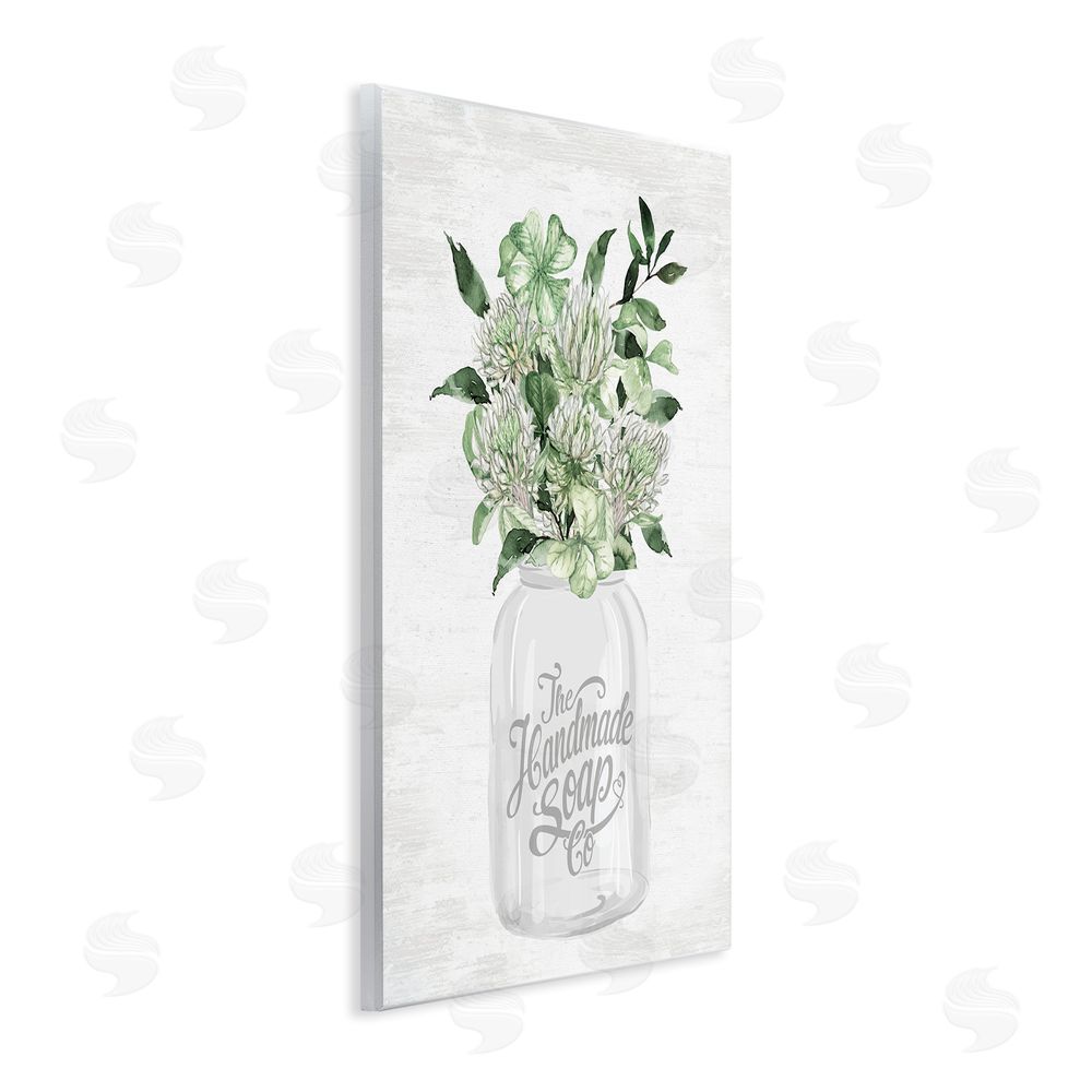 Lettered and Lined Herbal Blooms in Jar Wall Plaque Art Print