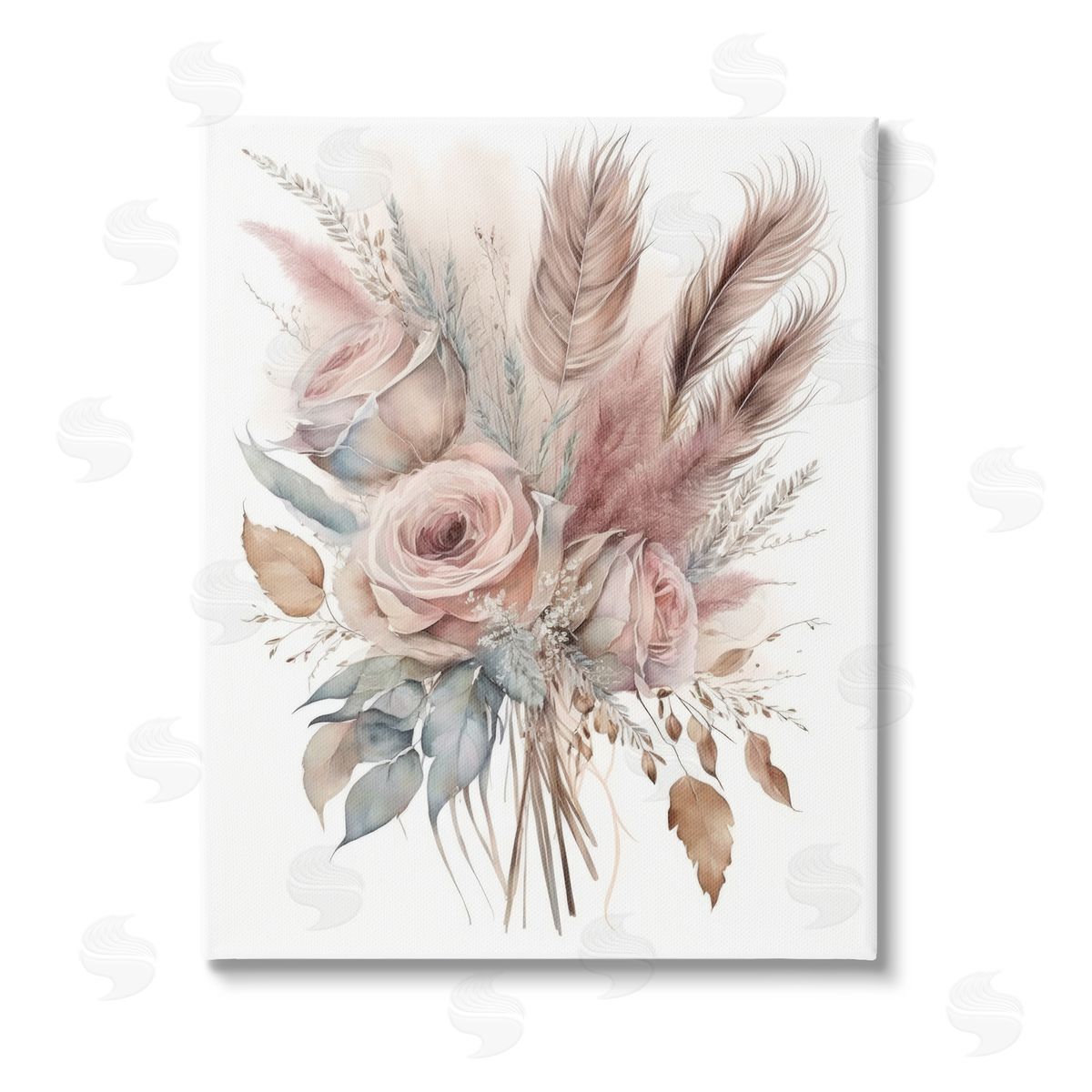 LSR Design Studio Soft Pink Rose Bundle Stretched Canvas Wall Art Print