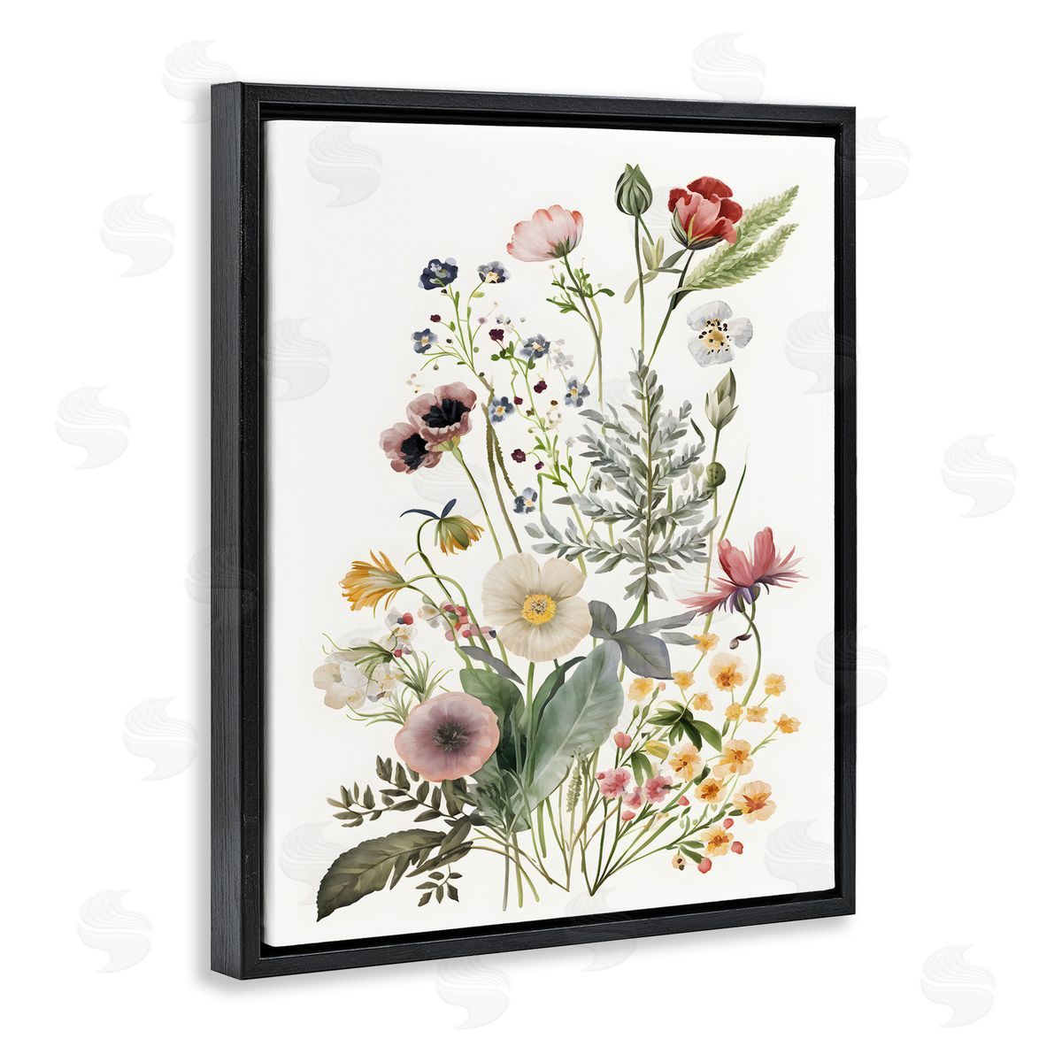 Subtle Spring Blossoms Black Floating Frame Canvas Wall Art, Home Decor by Petals Prints Design