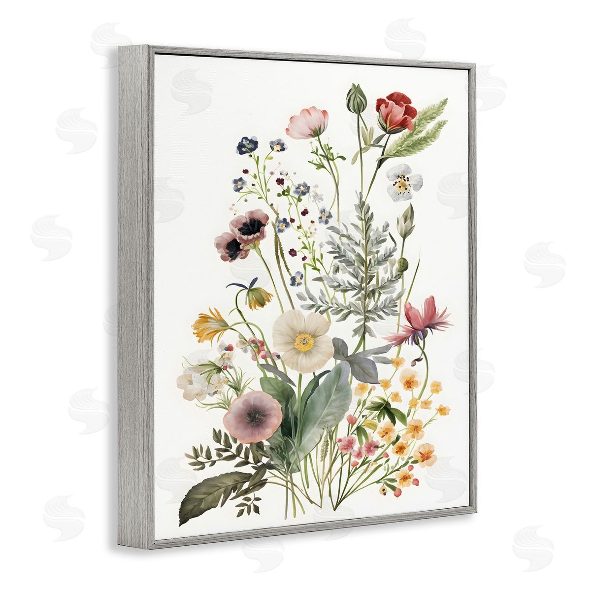 Subtle Spring Blossoms Grey Frame Print Wall Art, Home Decor by Petals Prints Design