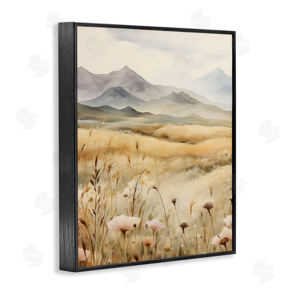 Petal Prints Design Soft Mountainside Meadow Black Framed Giclee Wall Art Print
