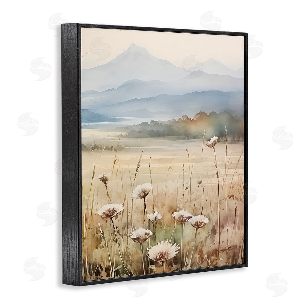 Petal Prints Design Foggy Peaks Landscape Black Framed Giclee Wall Art Print