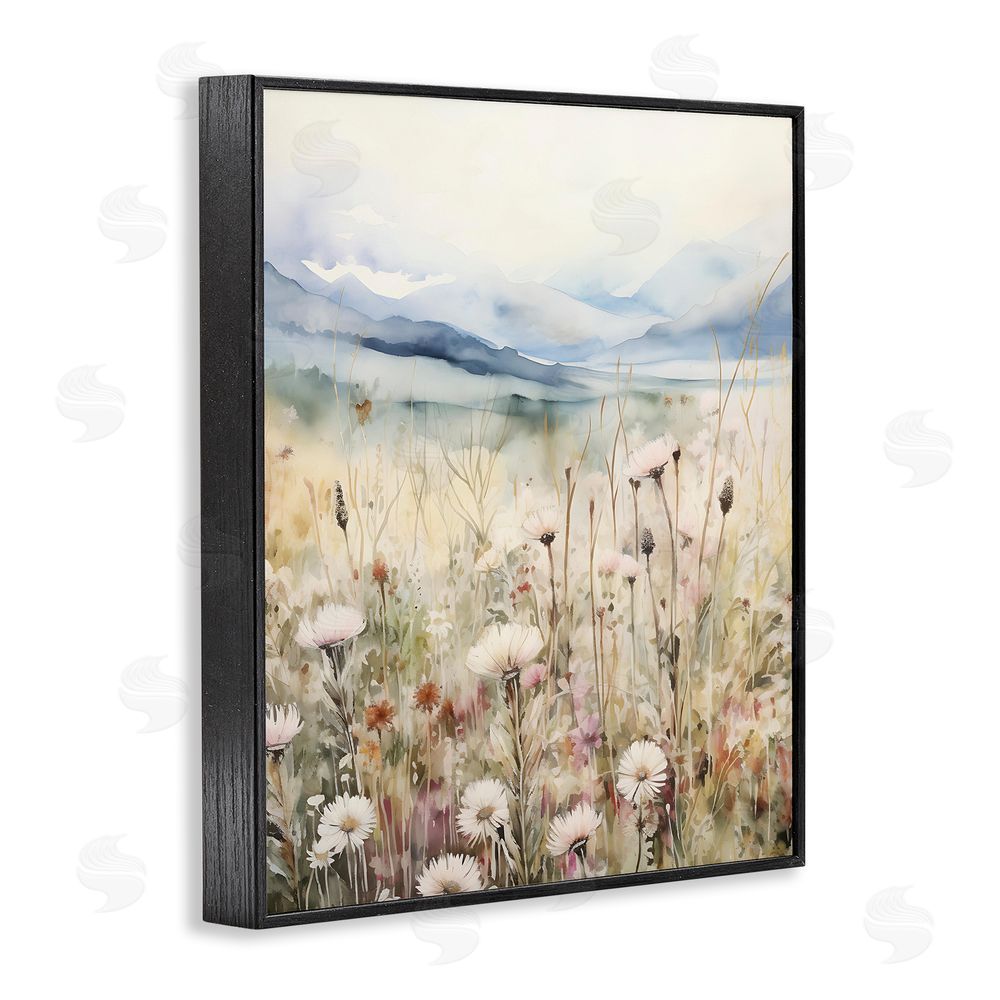 Petal Prints Design Rural Daisy Field Meadow Black Framed Giclee Wall Art Print