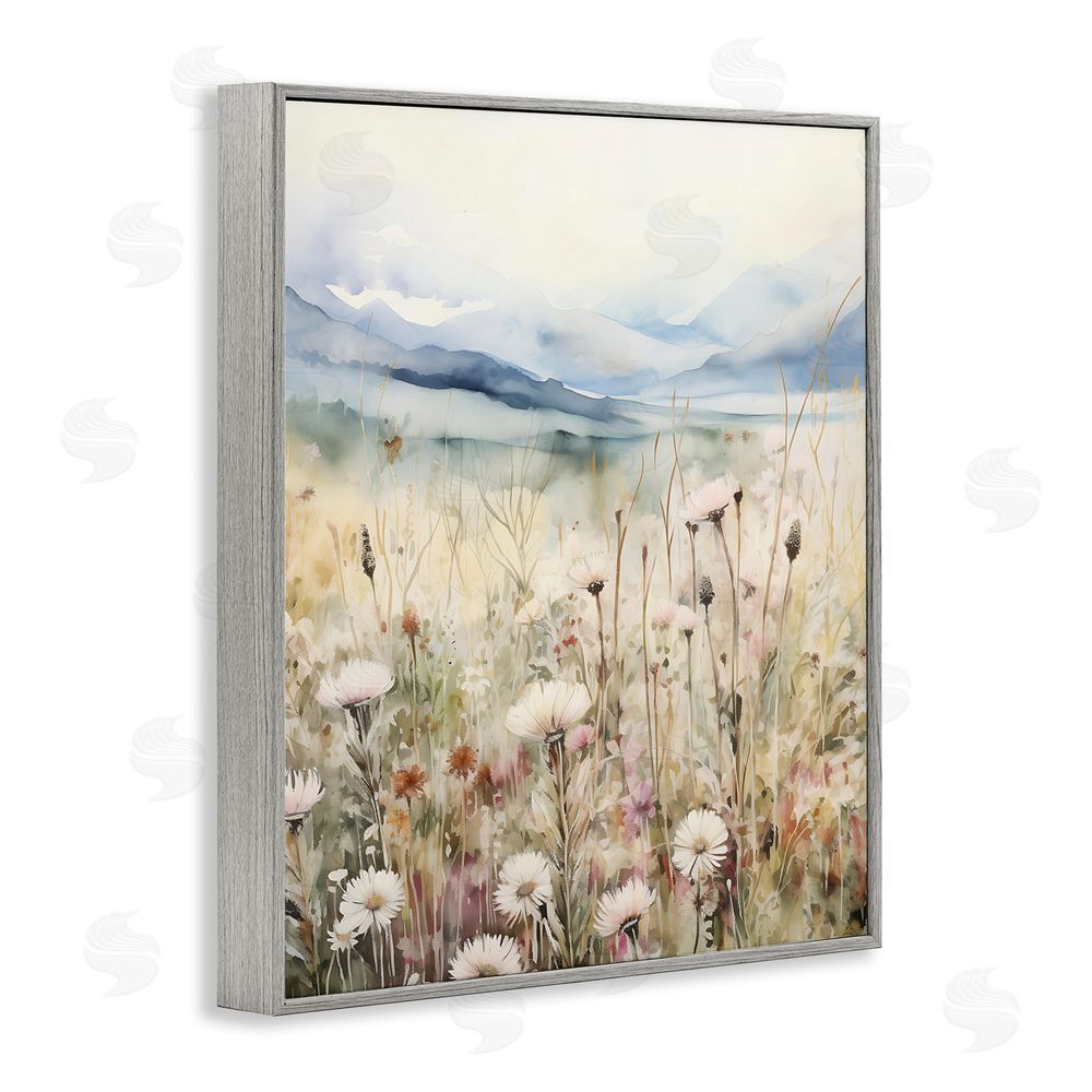 Petal Prints Design Rural Daisy Field Meadow Gray Framed Giclee Wall Art Print