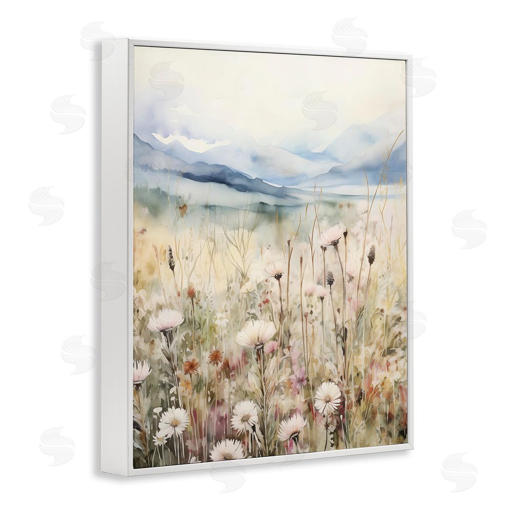 Petal Prints Design Rural Daisy Field Meadow White Framed Giclee Wall Art Print
