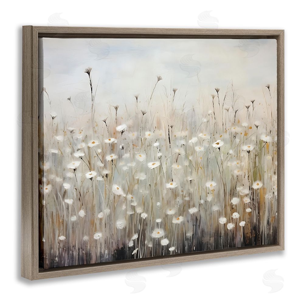 Petal Prints Design Abstract Speckled Flowers Brown Floating Frame Canvas Wall Art Print