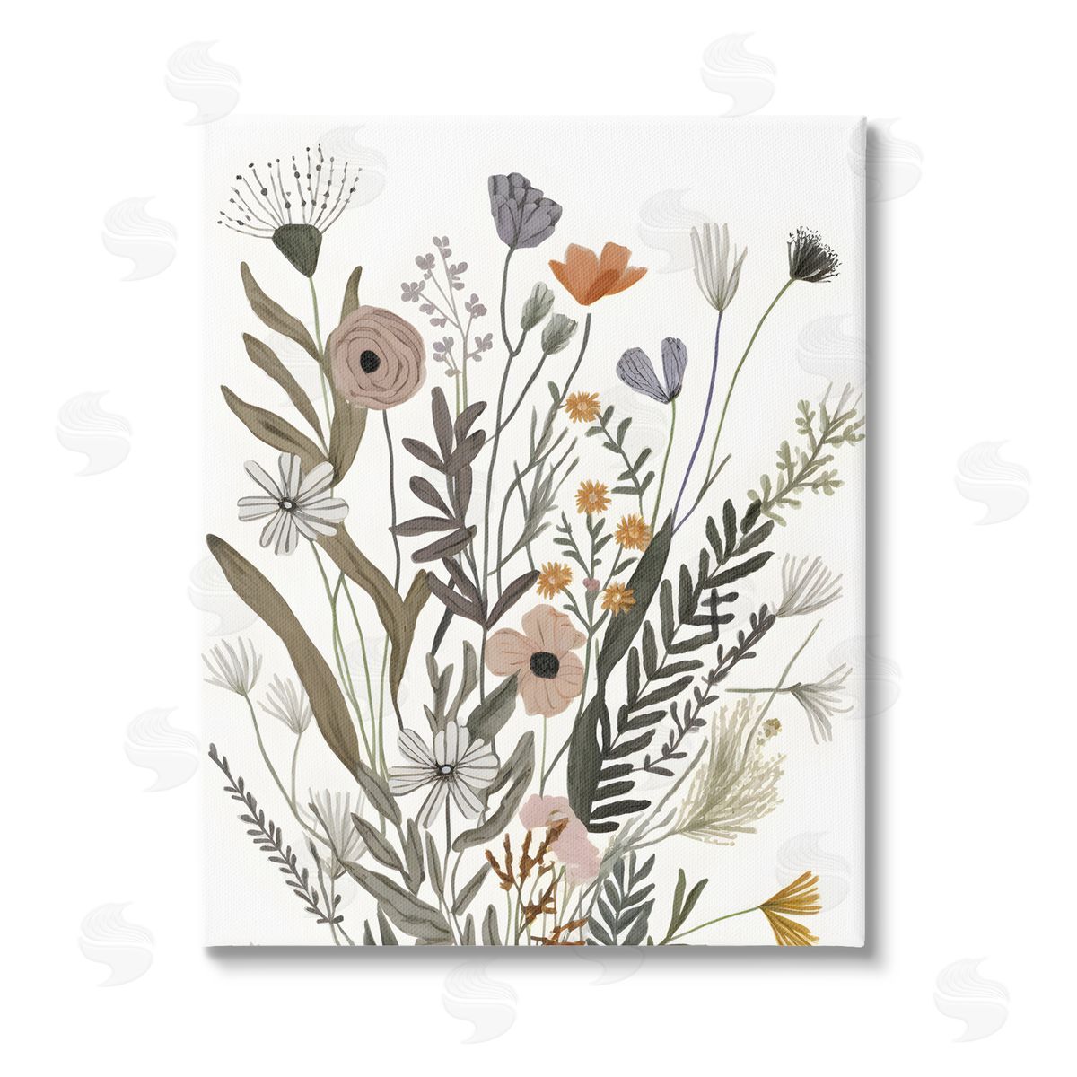 Petal Prints Design Modern Herbal Leaves Stretched Canvas Wall Art Print