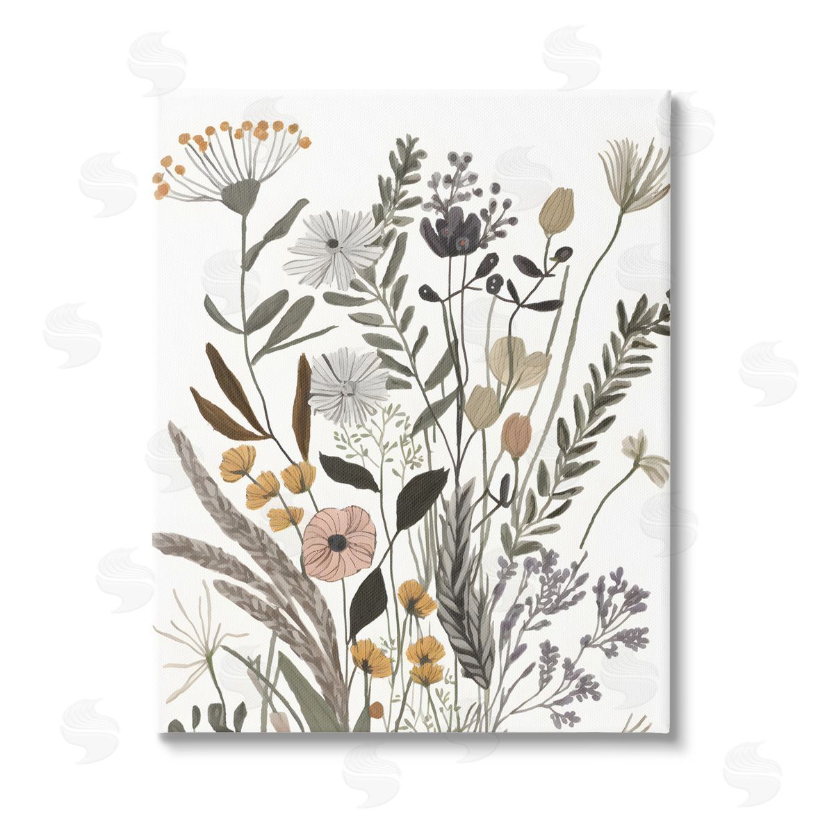 Petal Prints Design Modern Woodland Herbs Stretched Canvas Wall Art Print