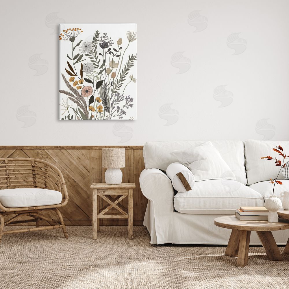 Petal Prints Design Modern Woodland Herbs Canvas Wall Art Print in Room
