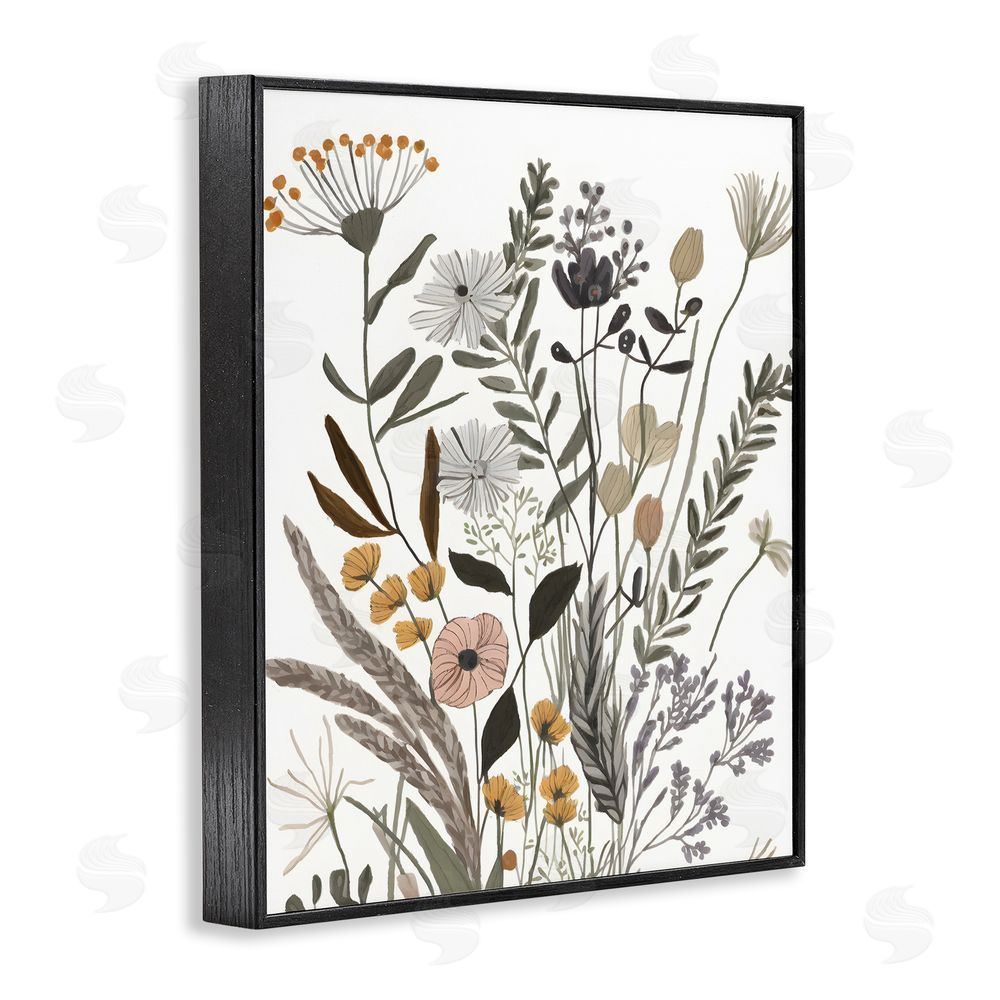 Petal Prints Design Modern Woodland Herbs Black Framed Giclee Wall Art Print
