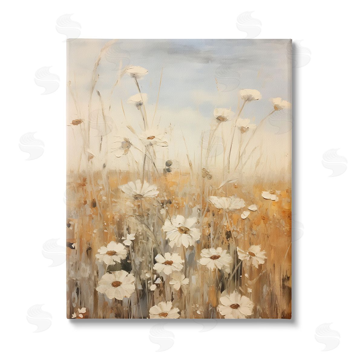 Petal Prints Design Daisy Meadow Painting Stretched Canvas Wall Art Print
