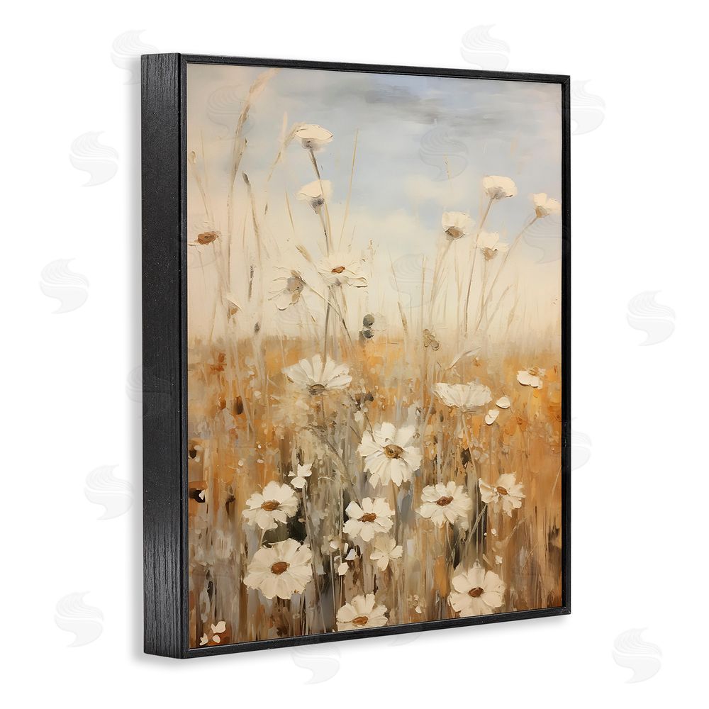 Petal Prints Design Daisy Meadow Painting Black Framed Giclee Wall Art Print