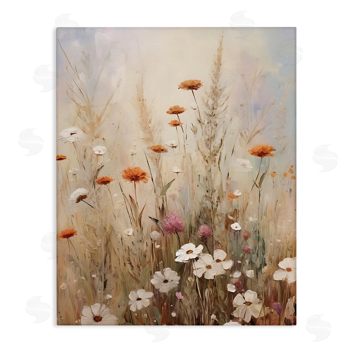 Petal Prints Design Wildflower Meadow Painting Stretched Canvas Wall Art Print