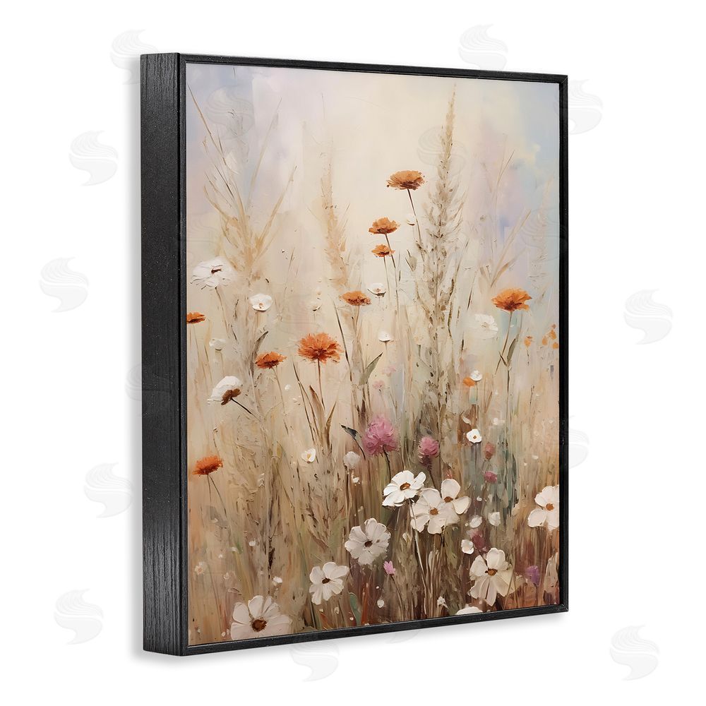 Petal Prints Design Wildflower Meadow Painting Black Framed Giclee Wall Art Print