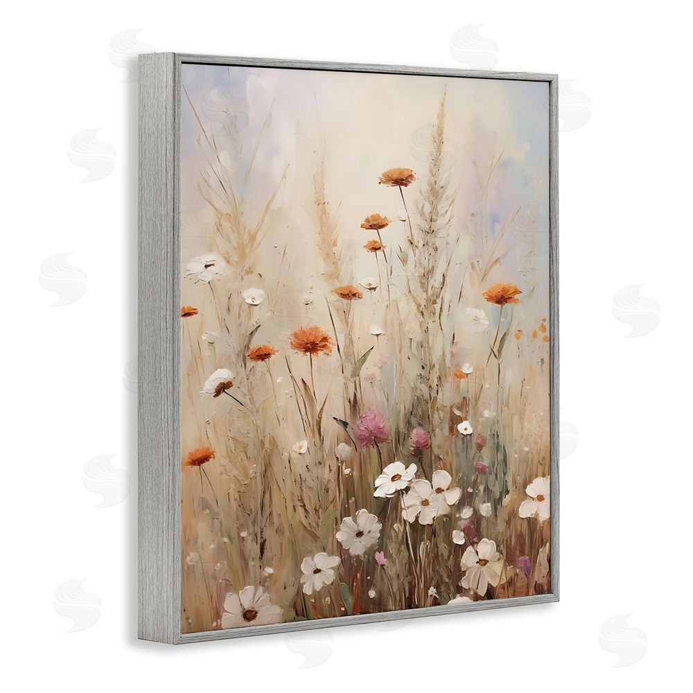 Petal Prints Design Wildflower Meadow Painting Gray Framed Giclee Wall Art Print