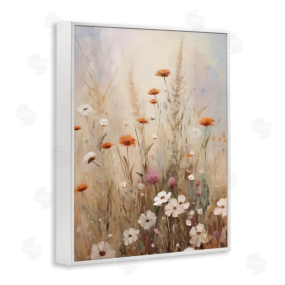Petal Prints Design Wildflower Meadow Painting White Framed Giclee Wall Art Print