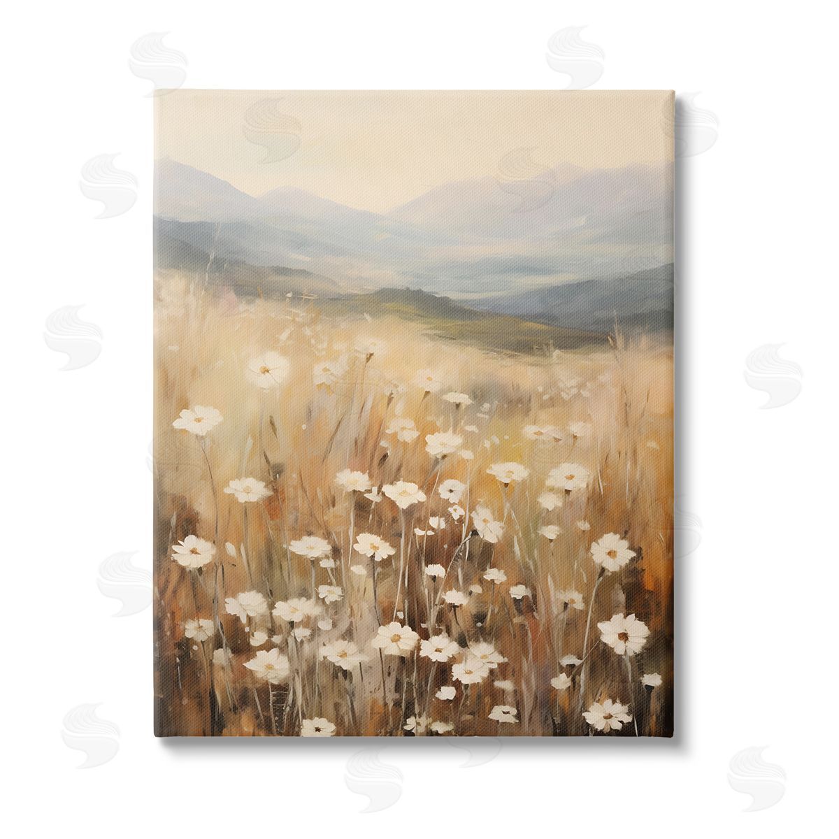 Petal Prints Design Mountain Valley Meadow Stretched Canvas Wall Art Print