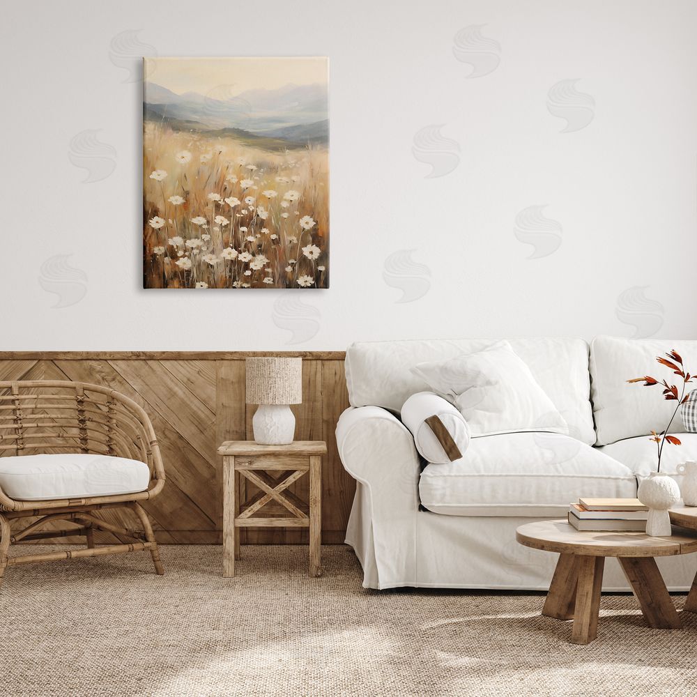 Petal Prints Design Mountain Valley Meadow Canvas Wall Art Print in Room