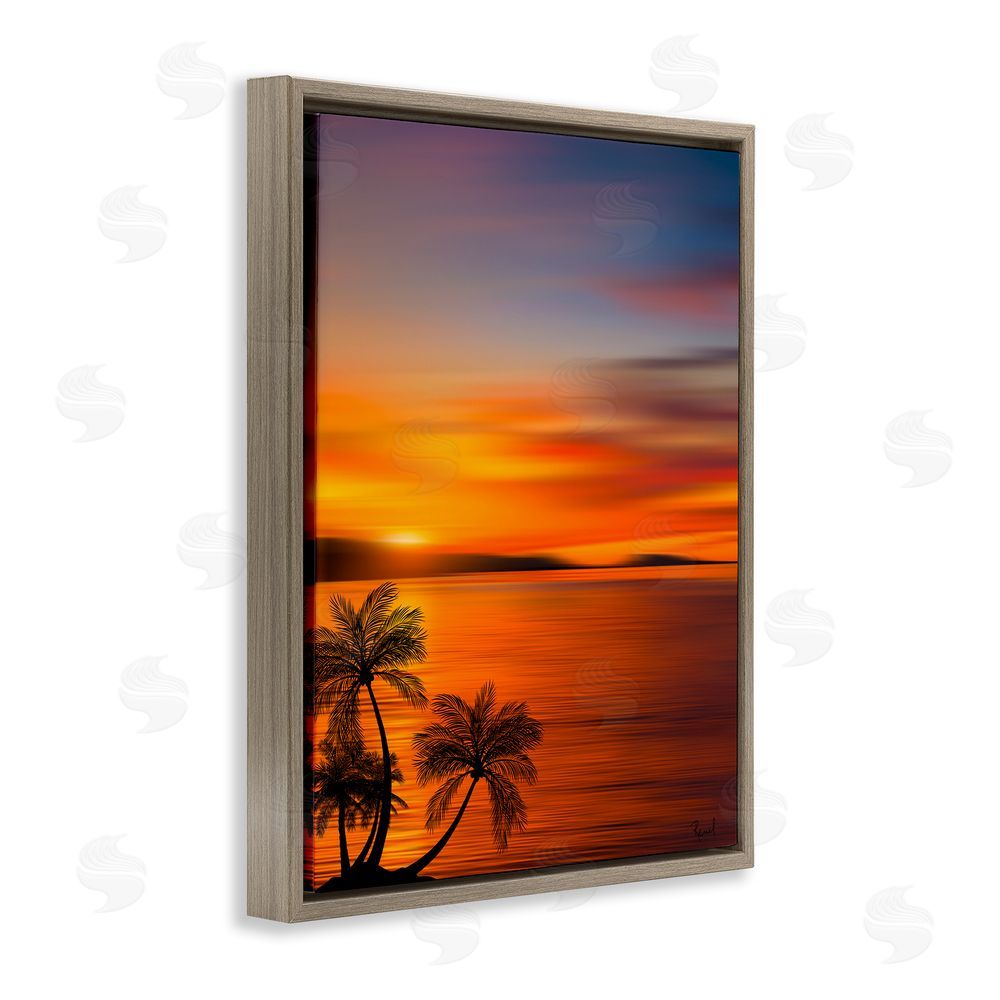 Renel Peters Pleasant View Sunset  Brown Floating Frame Canvas Wall Art Print