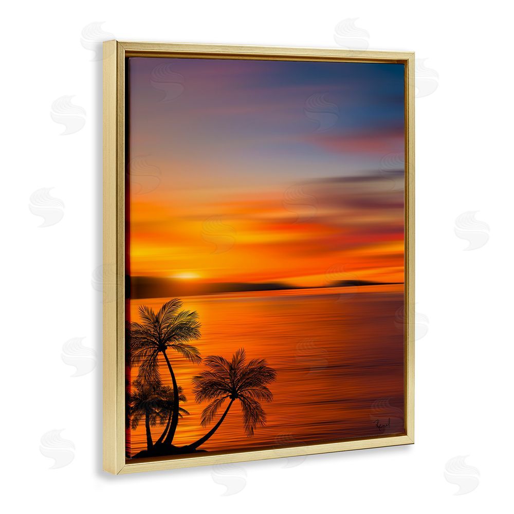 Renel Peters Pleasant View Sunset  Gold Floating Frame Canvas Wall Art Print