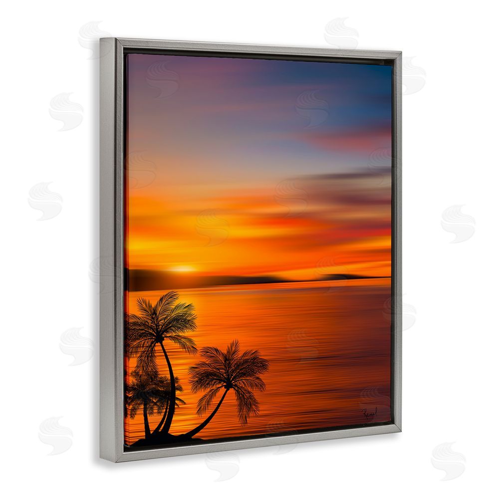 Renel Peters Pleasant View Sunset  Grey Floating Frame Canvas Wall Art Print
