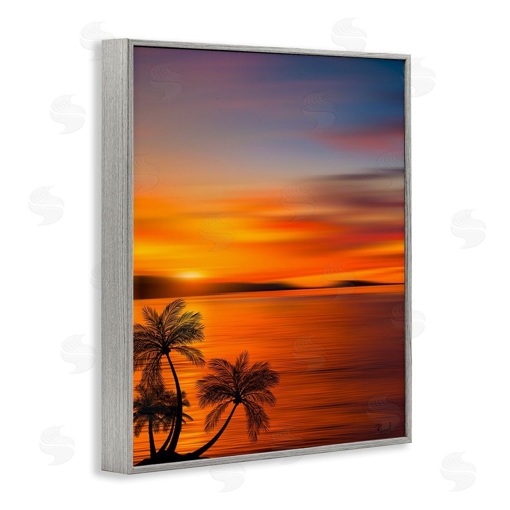 Renel Peters Pleasant View Sunset  Gray Framed Giclee Wall Art Print