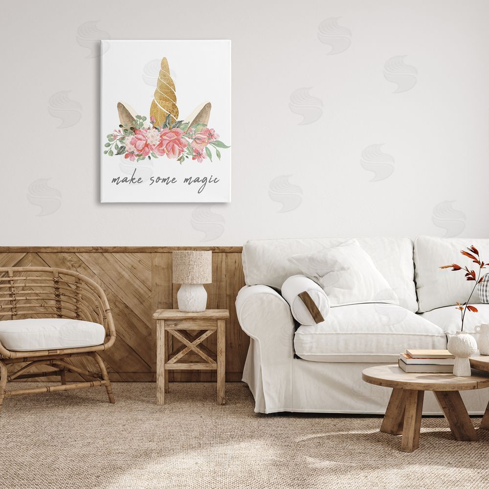 Stupell Studio Make Some Magic Unicorn Canvas Wall Art Print in Room