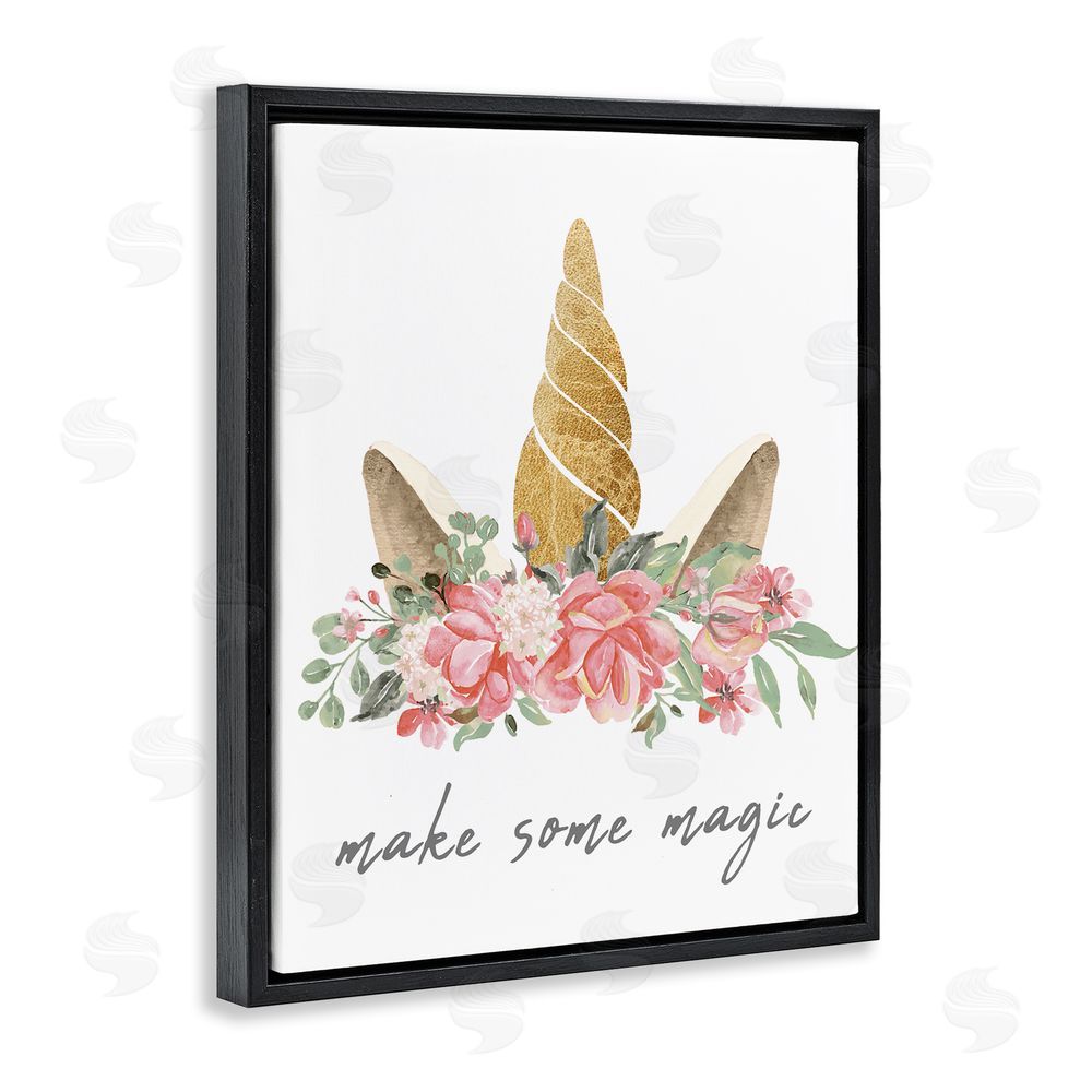 Stupell Studio Make Some Magic Unicorn Black Floating Frame Canvas Wall Art Print