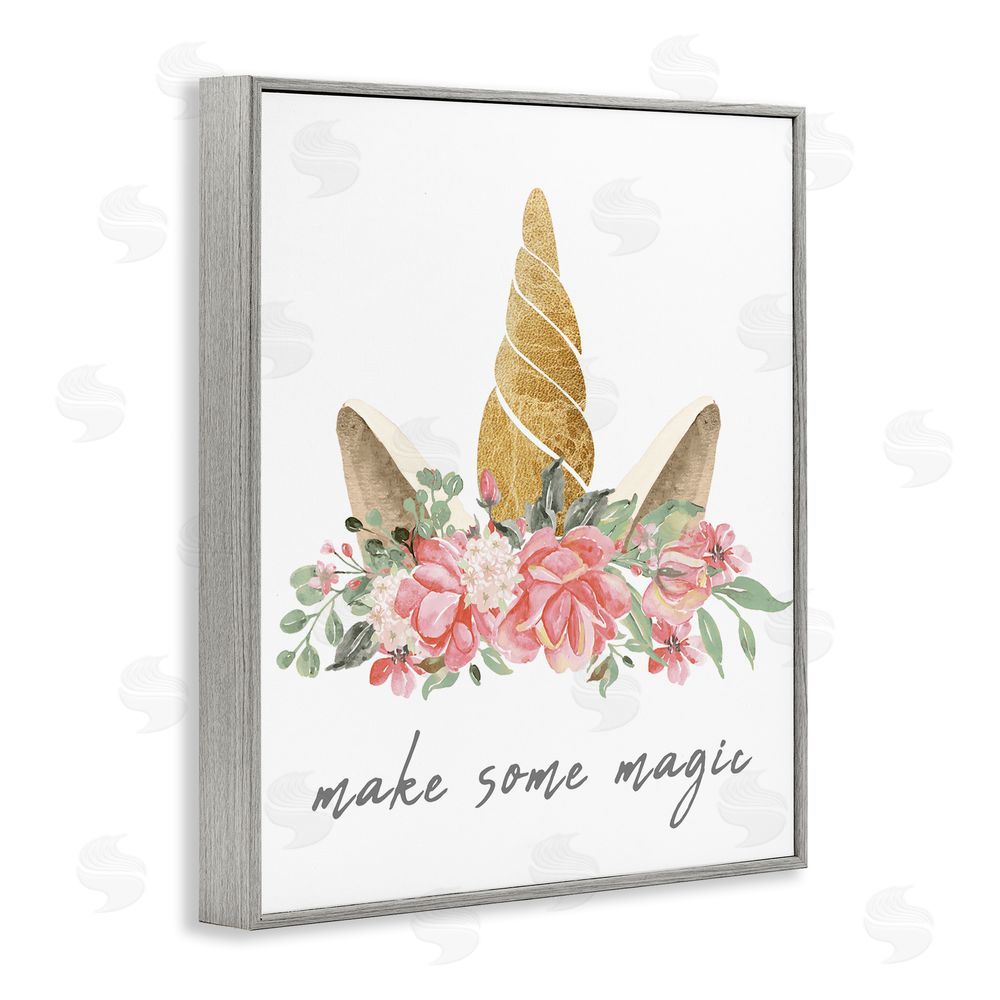 Stupell Studio Make Some Magic Unicorn Gray Framed Giclee Wall Art Print