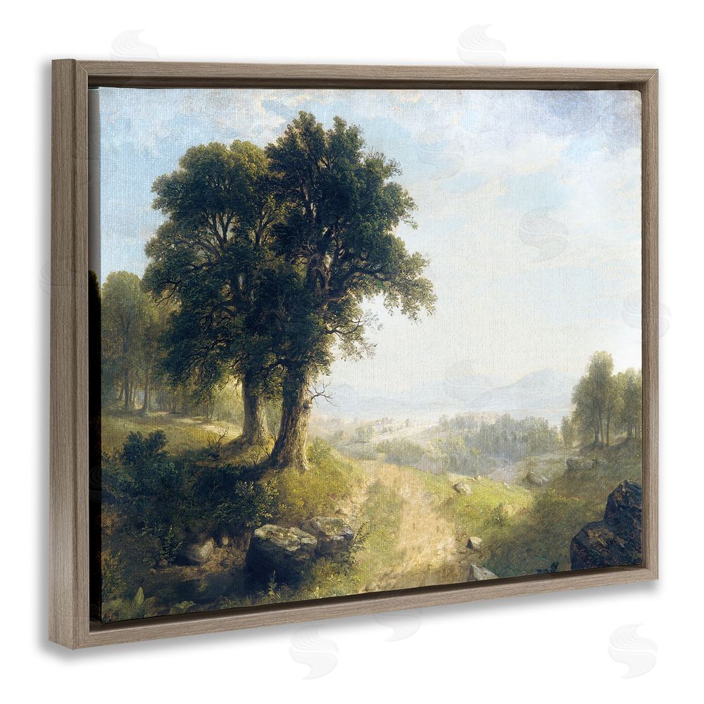 Stupell Studio Classic Rural Oak Landscape Brown Floating Frame Canvas Wall Art Print