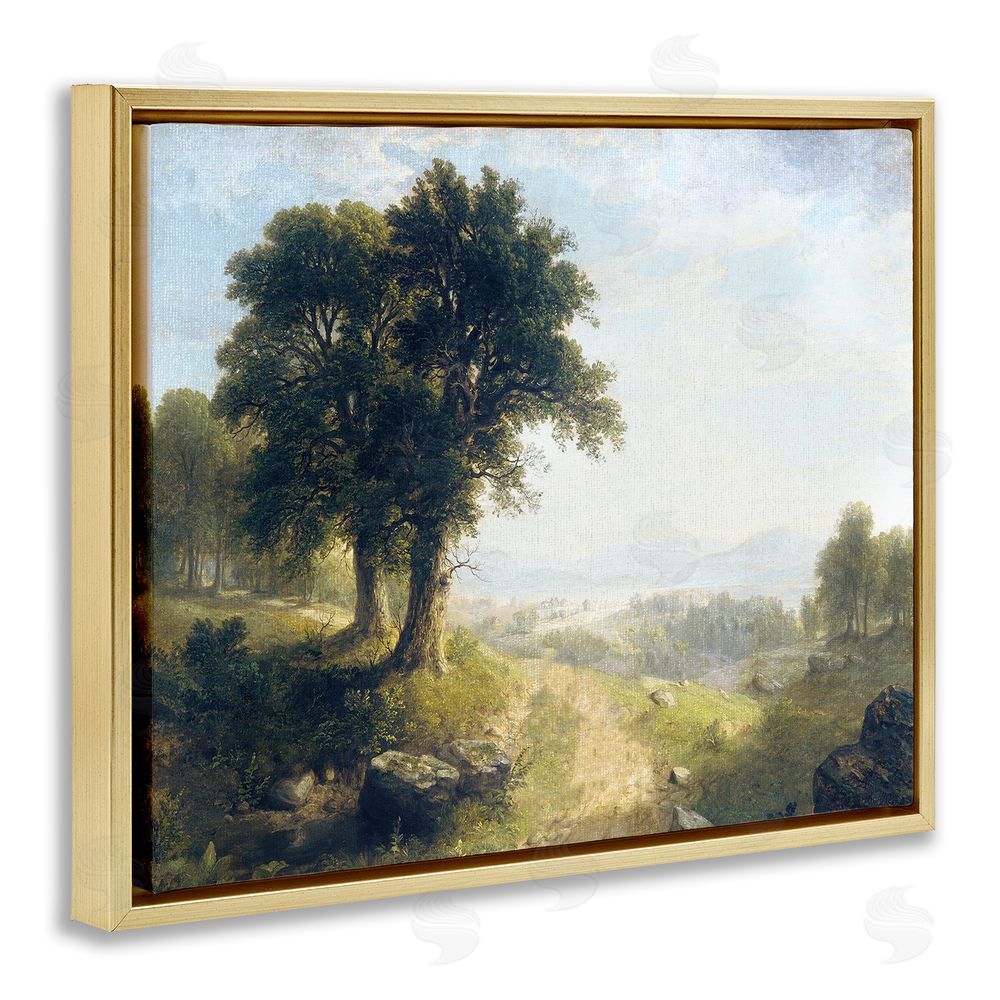 Stupell Studio Classic Rural Oak Landscape Gold Floating Frame Canvas Wall Art Print
