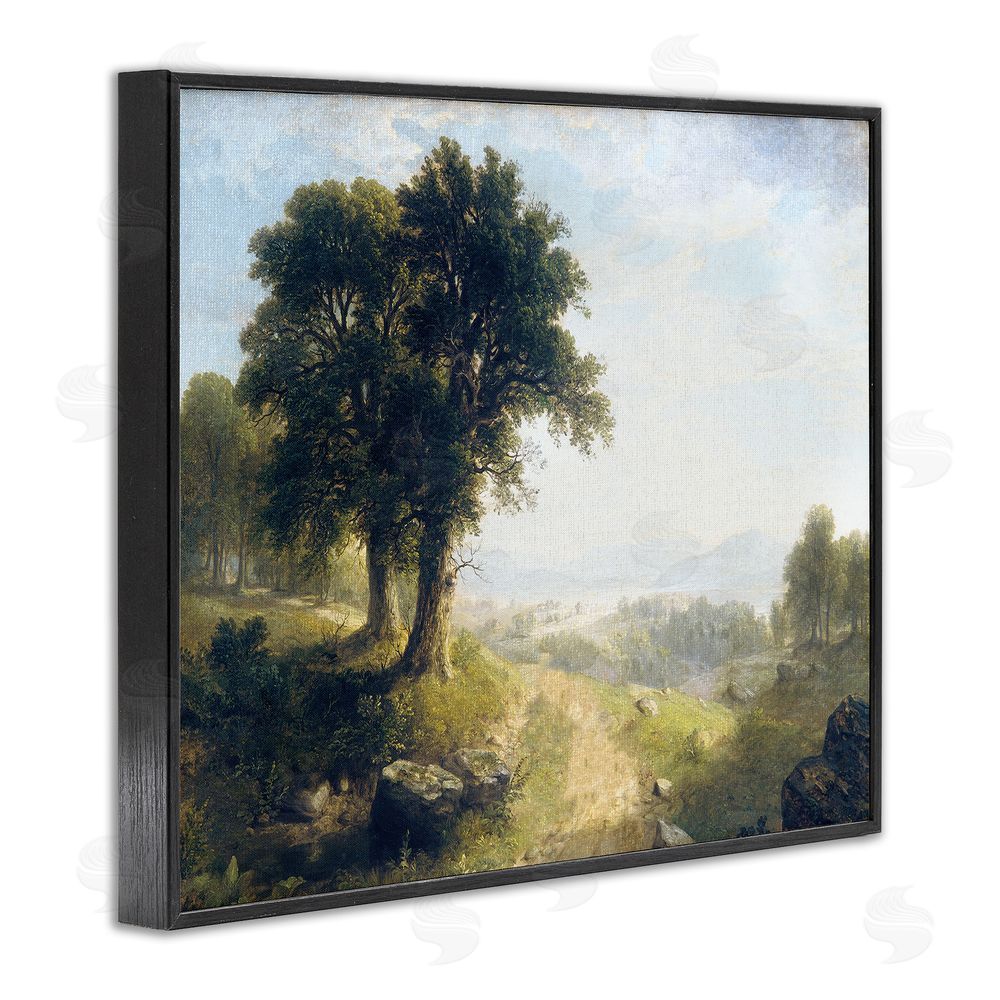 Stupell Studio Classic Rural Oak Landscape Black Framed Giclee Wall Art Print